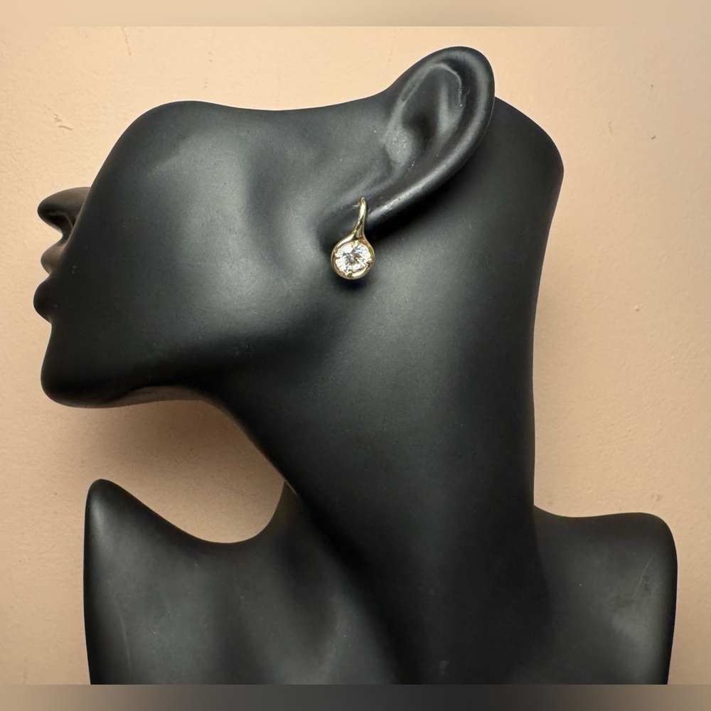 Gold and Large CZ  Drop Earrings
